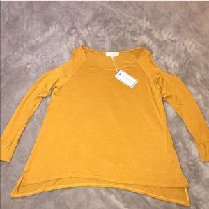 No Comment Cold Shoulder Long Sleeve Top